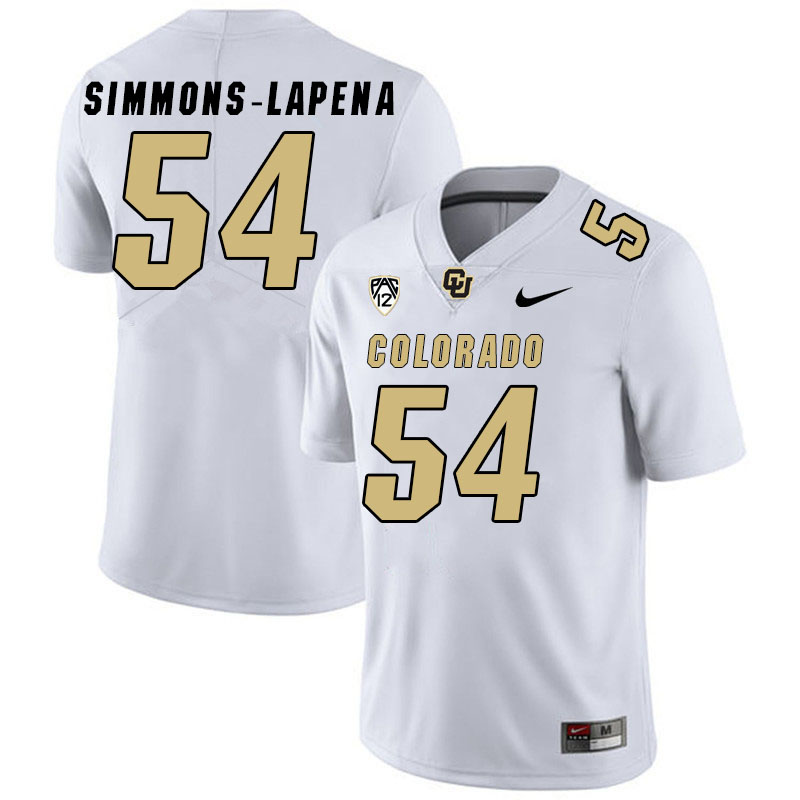 Men #54 Bo Simmons-Lapena Colorado Buffaloes College Football Jerseys Stitched Sale-White